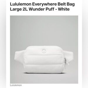 New Lululemon Everywhere Belt Bag
Large 2L Wunder Puff - White